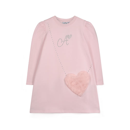 Pre Order - ADee Girls ALYSSA Pink Faux Fur Handbag Dress
