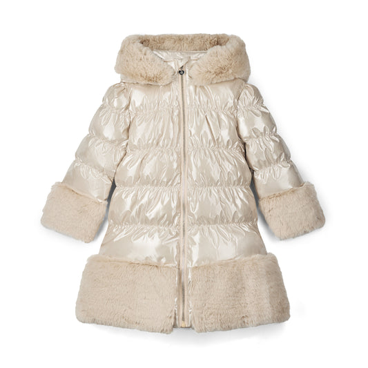 Pre Order - ADee Girls AURORA Beige Faux Fur Coat