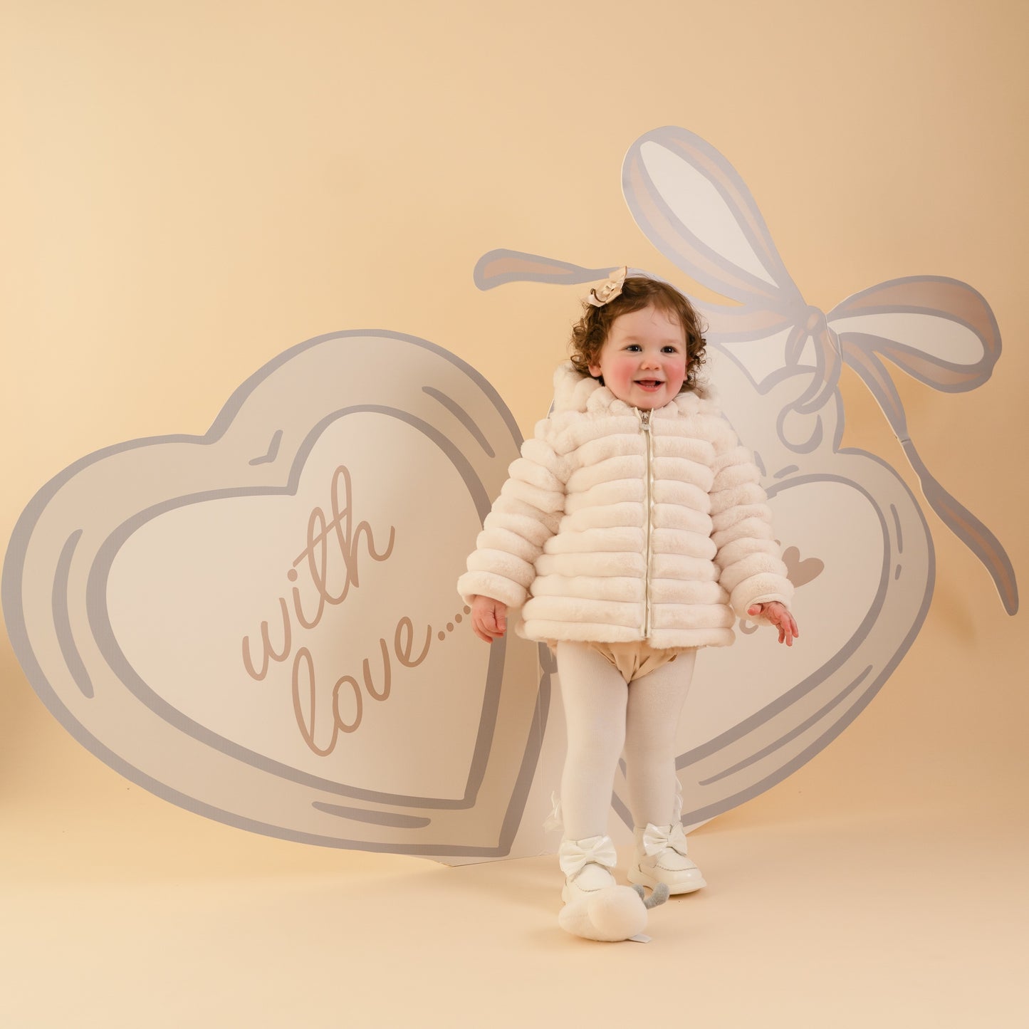 Pre Order - Little A Girls Little Locket Collection Dixie Fur Coat - Snow White