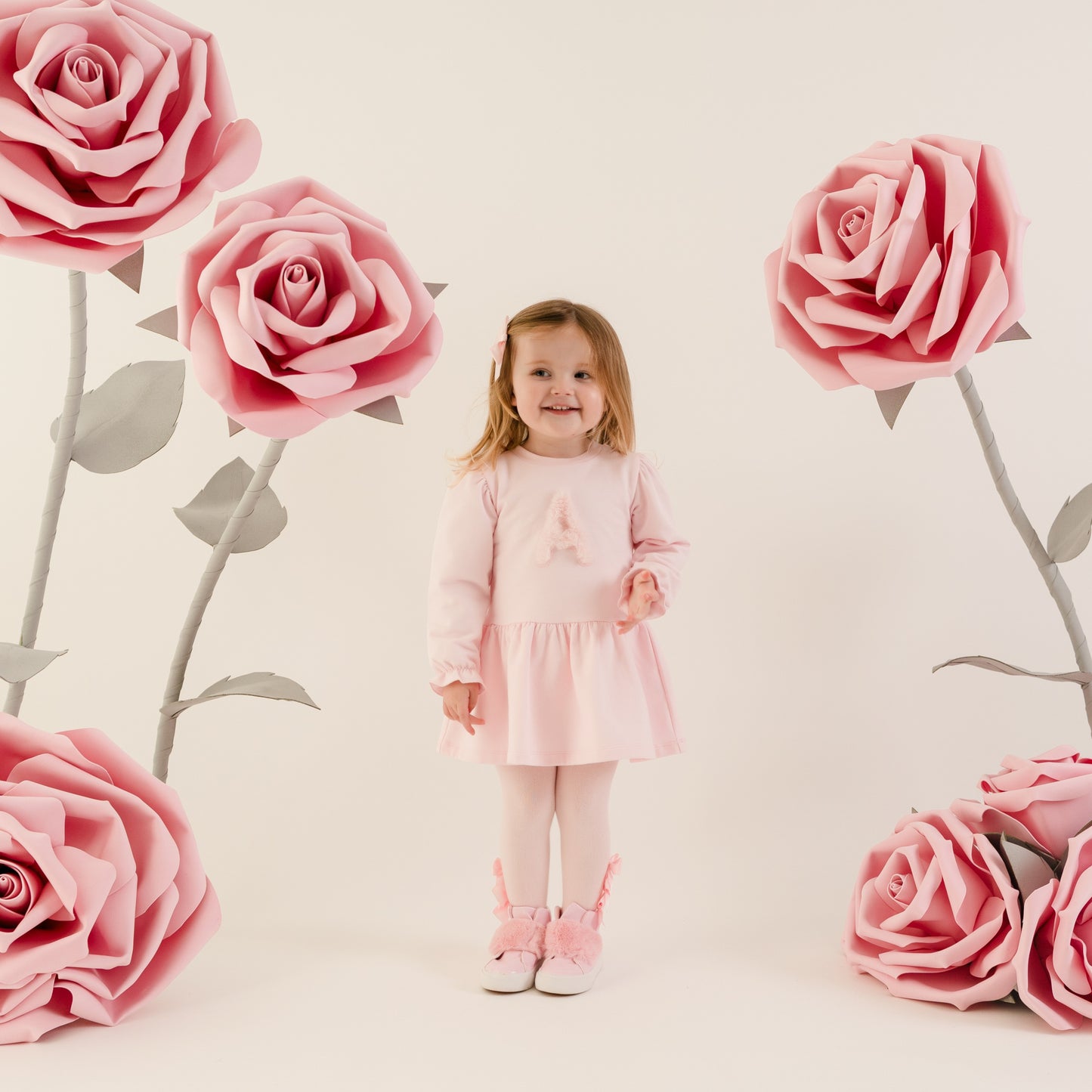 Pre Order - Little A Girls Dream Pale Pink Fur Initial Dress