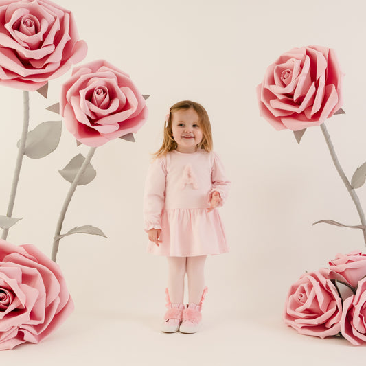 Pre Order - Little A Girls Dream Pale Pink Fur Initial Dress
