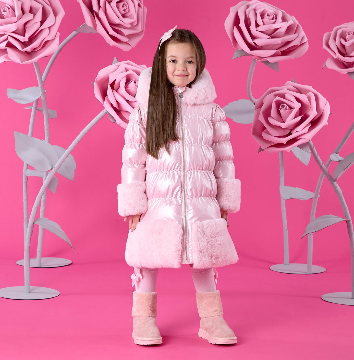 Pre Order - ADee Girls AURORA Pink Faux Fur Coat