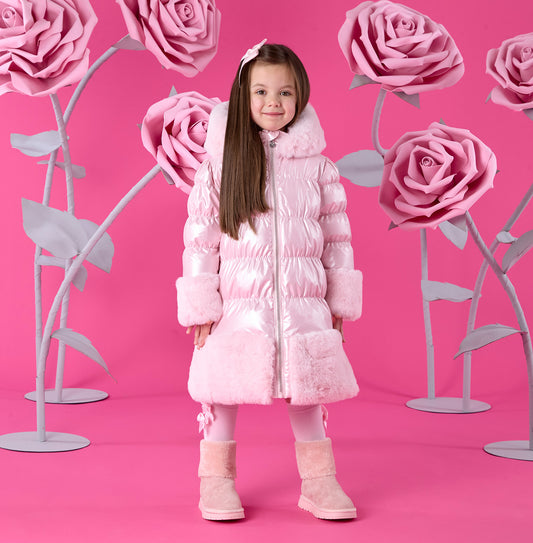Pre Order - ADee Girls AURORA Pink Faux Fur Coat
