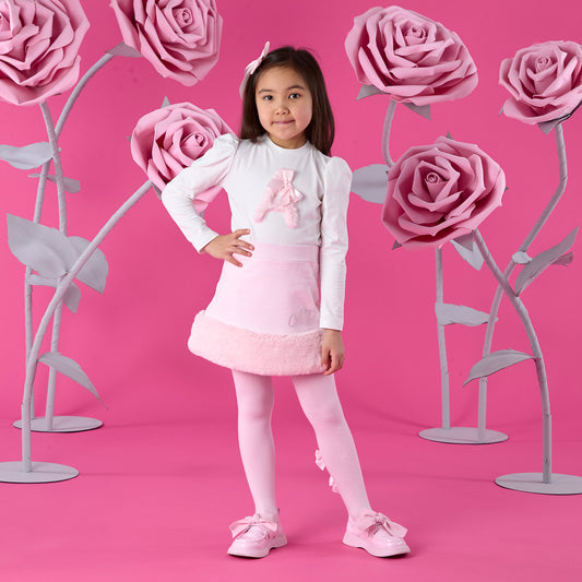 Pre Order - ADee Girls ANDREA Pink Fur Skirt Set
