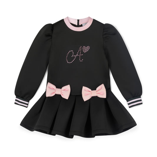 Pre Order - ADee Girls ALIVIA Black Bows Dress