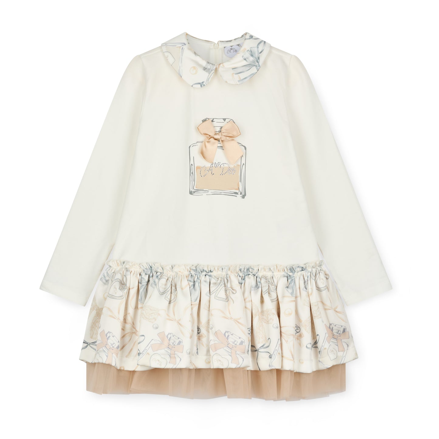 Pre Order - ADee Girls BETTY White Bow Print Dress