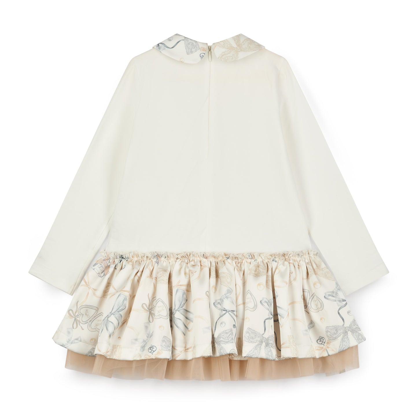 Pre Order - ADee Girls BETTY White Bow Print Dress