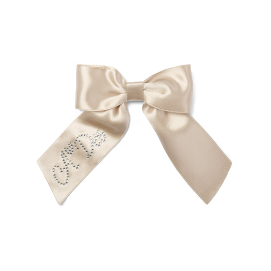 Pre Order - ADee Girls ARIAH Beige Satin Bow Hair Clip