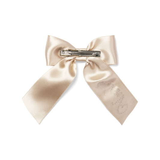Pre Order - ADee Girls ARIAH Beige Satin Bow Hair Clip