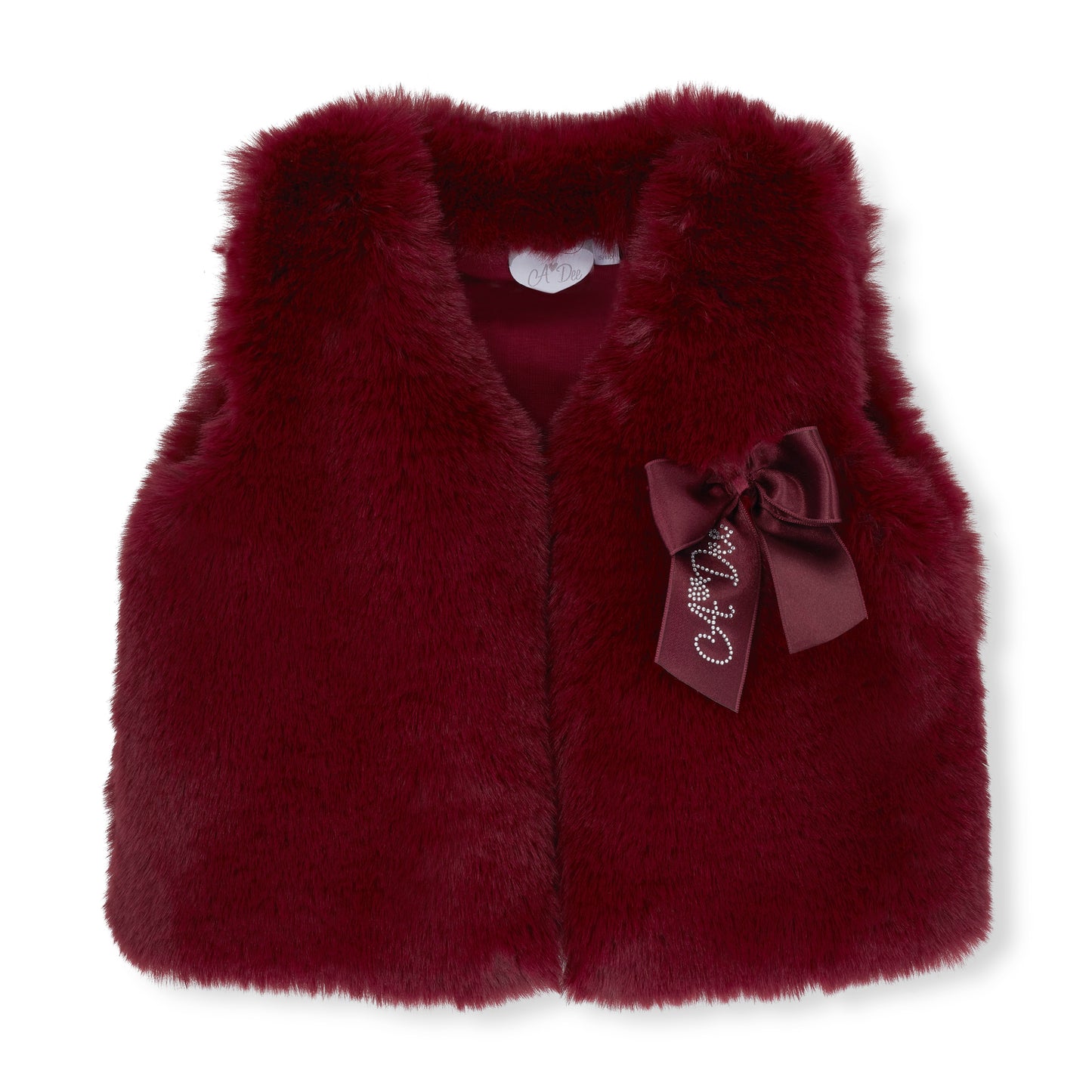 Pre Order - ADee Girls ANNA Deep Cherry Faux Fur Gilet