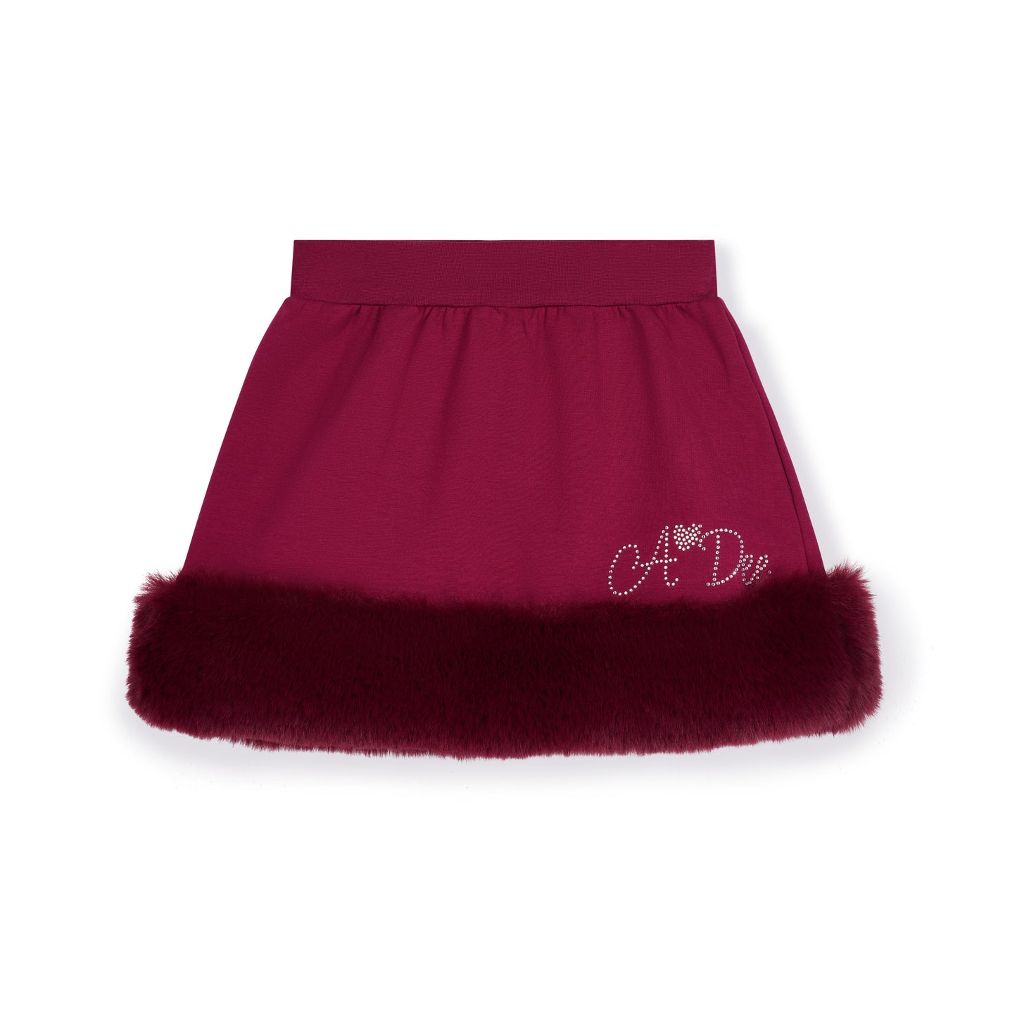 Pre Order - ADee Girls ANDREA Deep Cherry Fur Skirt Set