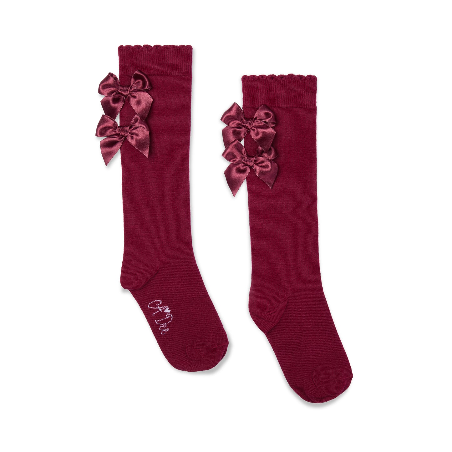 Pre Order - ADee Girls ARIEL Deep Cherry Bow Knee High Socks