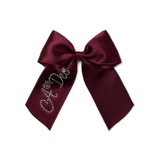 Pre Order - ADee Girls ARIAH Deep Cherry Satin Bow Hair Clip