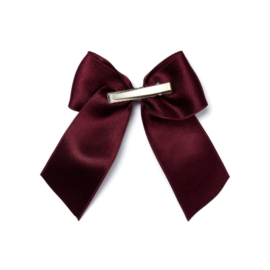 Pre Order - ADee Girls ARIAH Deep Cherry Satin Bow Hair Clip